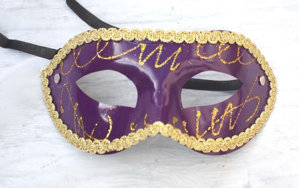Венецианская маска с тесьмой (фиолетовая)