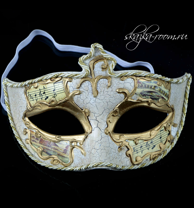 Венецианская маска Музыка (белая)