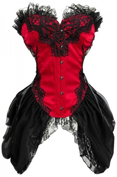 Красно-черный корсет в викторианском стиле