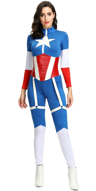 Женский обтягивающий костюм Капитана Америки