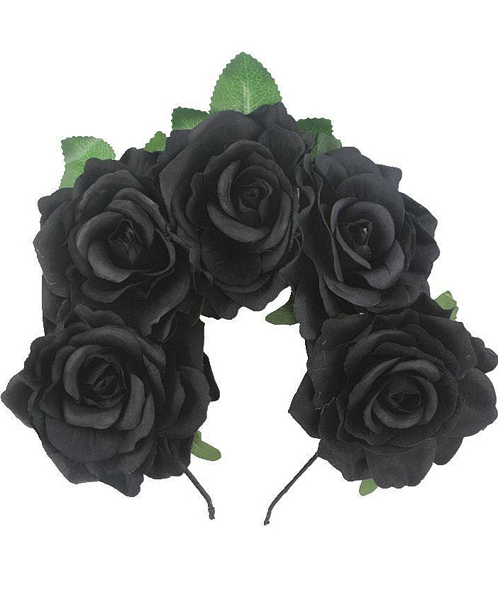 Ободок с черными цветами