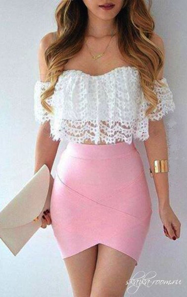 Бандажная юбка Herve Leger (розовая)
