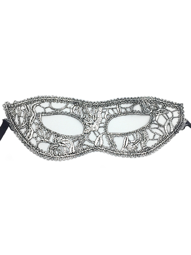 Венецианская классическая маска из кружева (серебряная)