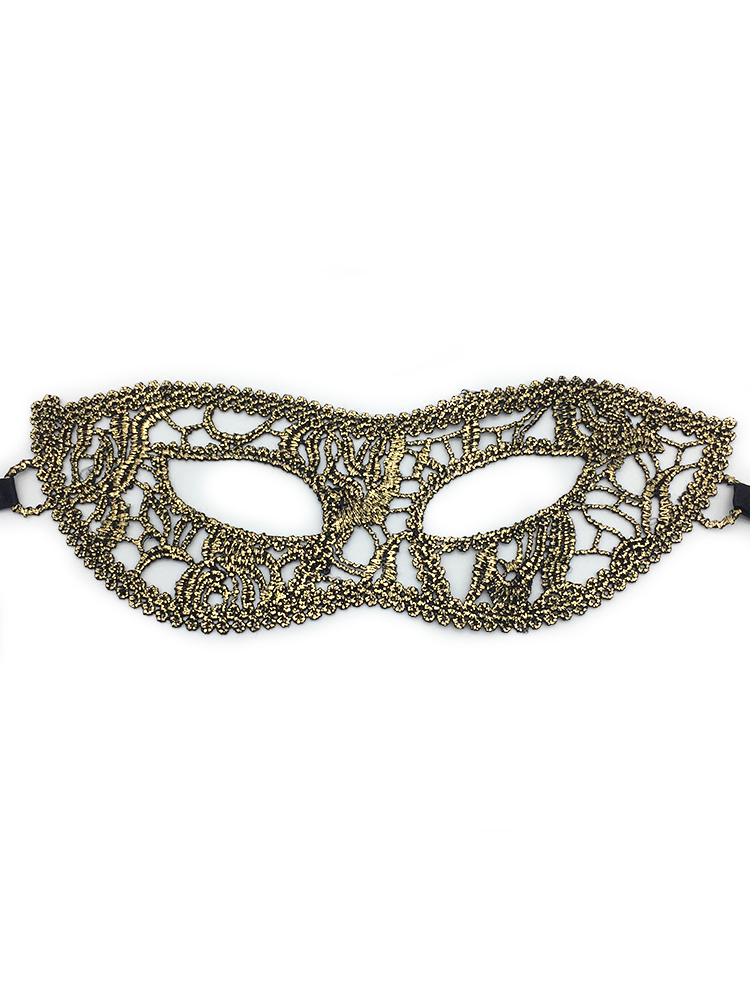 Венецианская классическая маска из кружева (золотая)