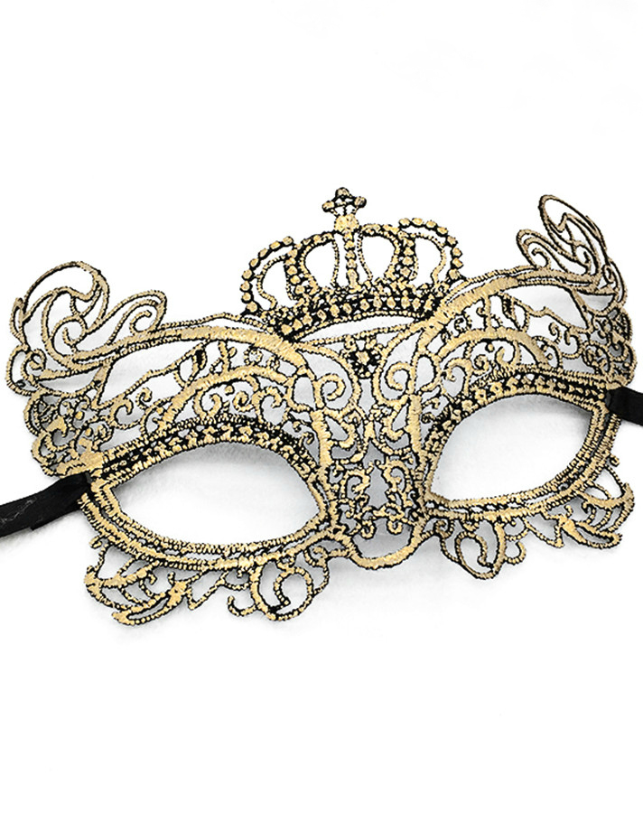 Кружевная маска Корона (золотая)