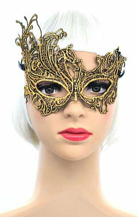 Венецианская кружевная маска (золотая)