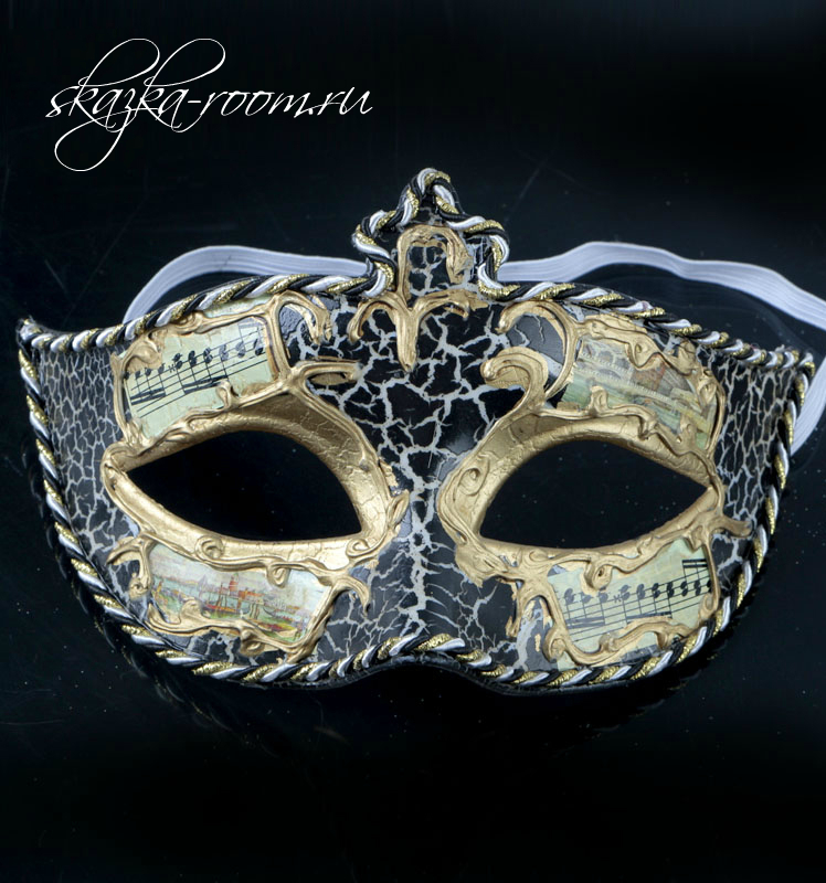 Венецианская маска Музыка (черная)
