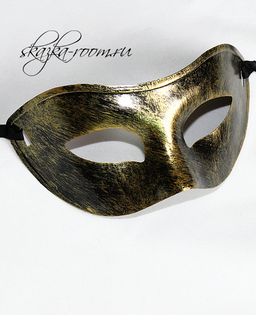 Маскарадная классическая маска (золотая)