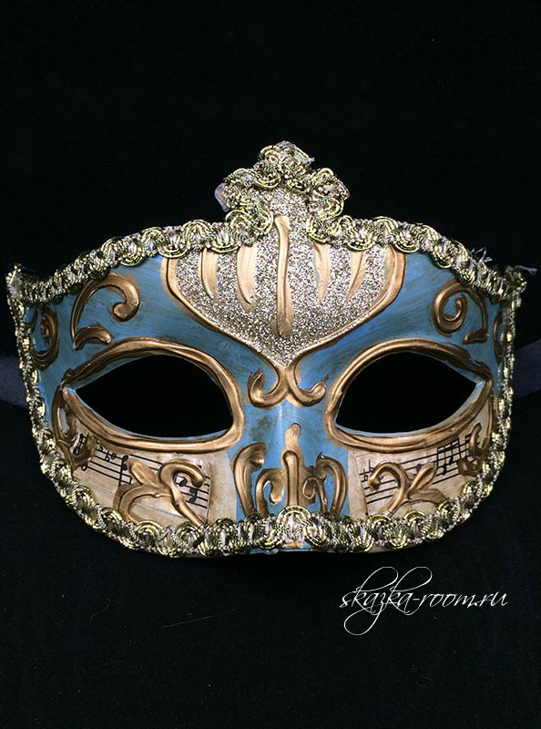 Венецианская маска Музыка-2 (голубая)