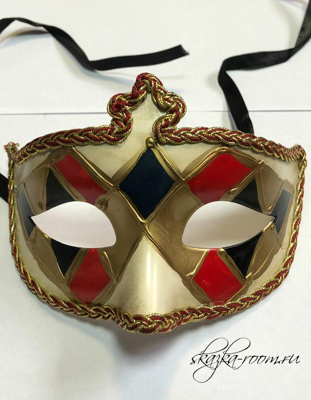 Венецианская маска Арлекино (красная)