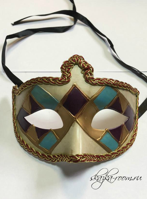 Венецианская маска Арлекино (голубая)