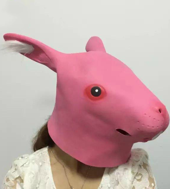 Резиновая маска Кролика (розовая)