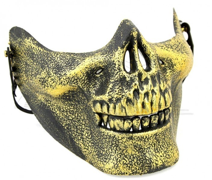 Защитная маска-череп на пол лица (золотая)