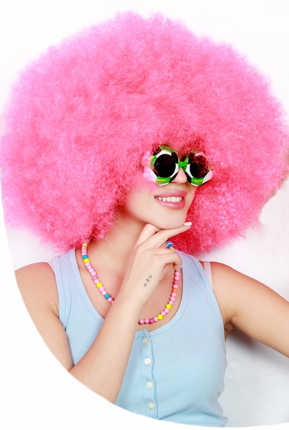 Розовый афро-парик