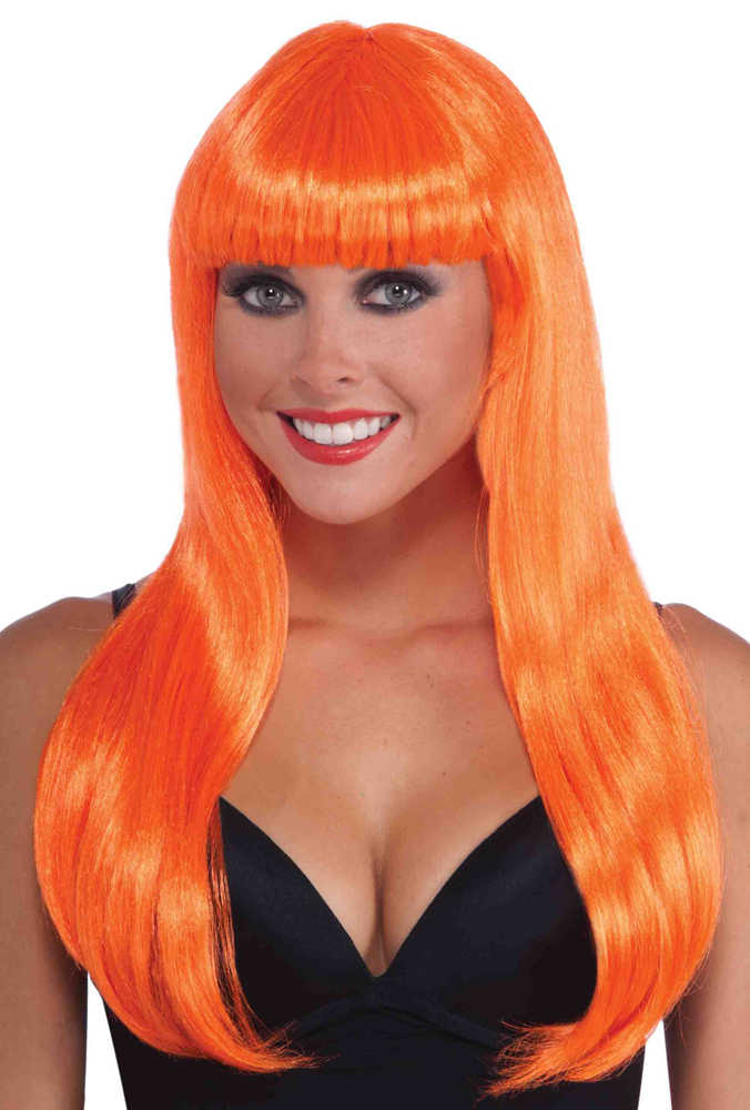 Неоново-оранжевый парик